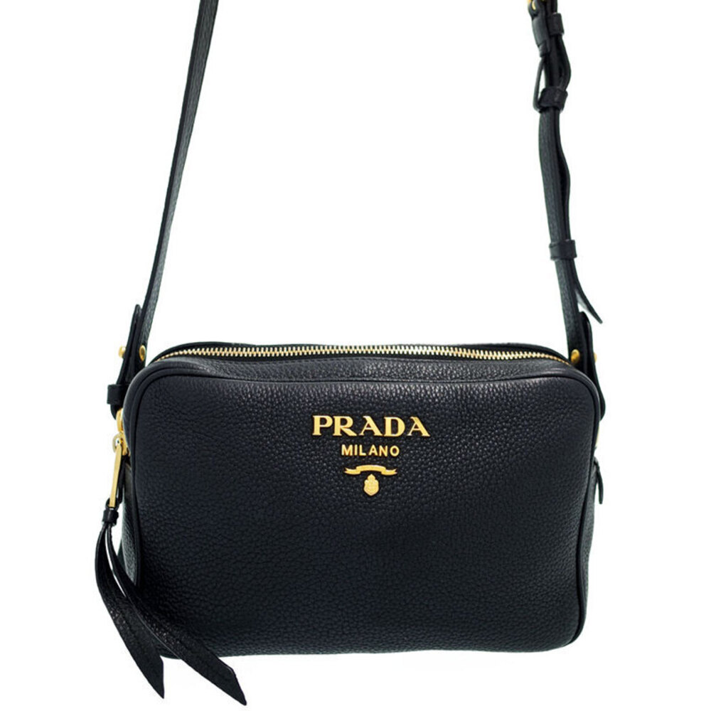 Prada Vitello Phenix leather camera Shoulder bag black